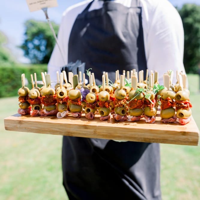 Wedding canapés at Lulworth Castle