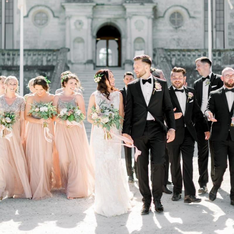 Wedding party at Lulworth Castle