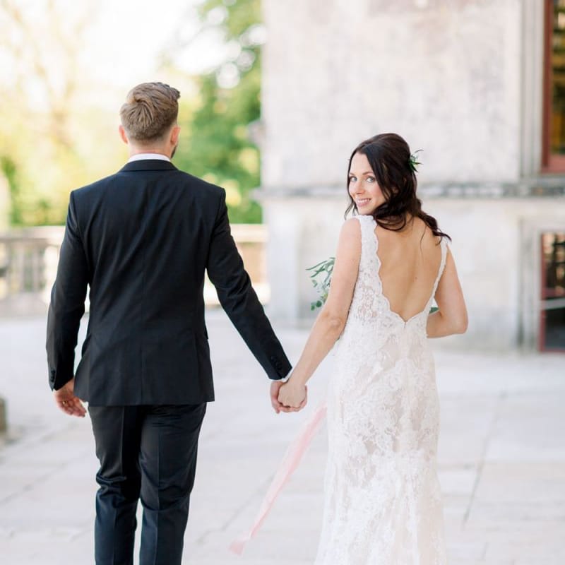 Bride and groom at Lulworth Castle wedding