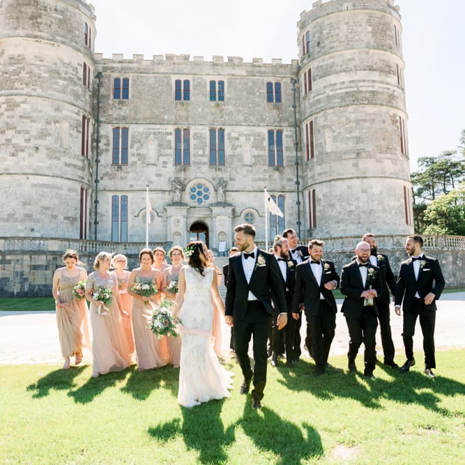 Wedding party at Lulworth Castle