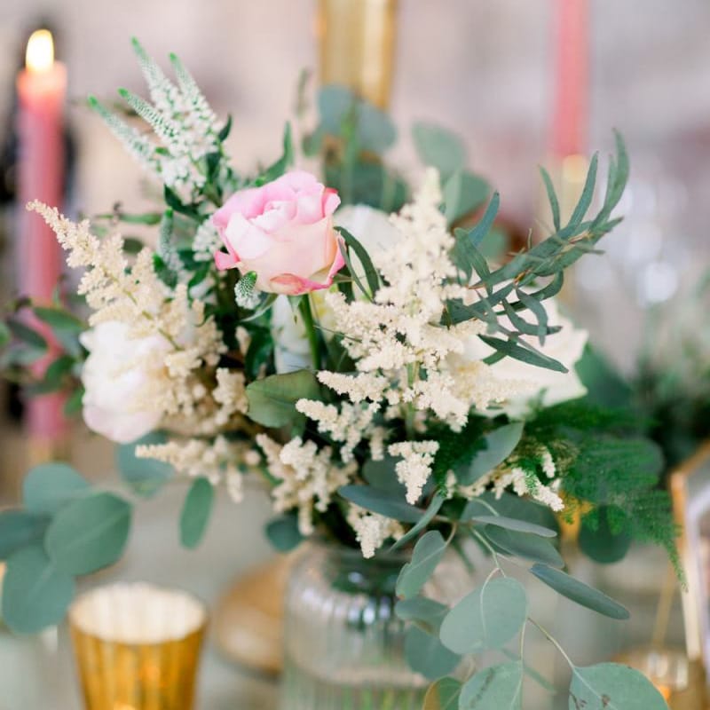 Blush and white wedding flowers