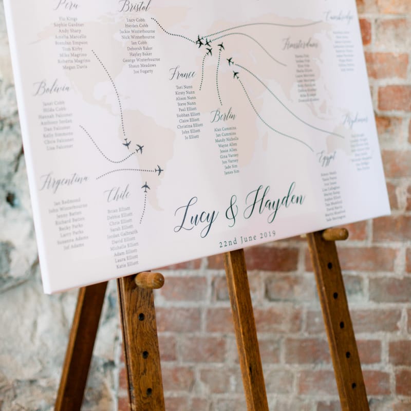 World map inspired table plan for wedding