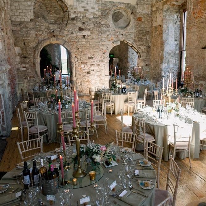 Beautiful wedding tables at Lulworth Castle