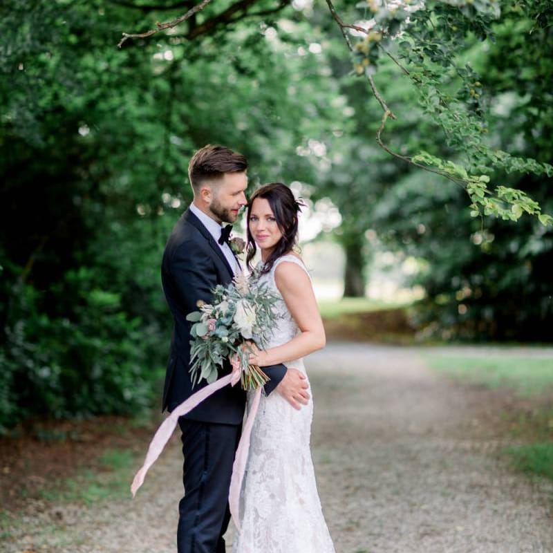 Bride and groom at Lulworth Castle wedding