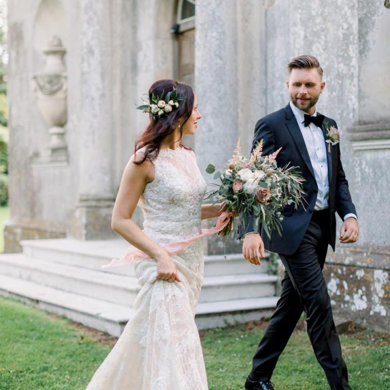 Bride and groom at Lulworth Castle wedding