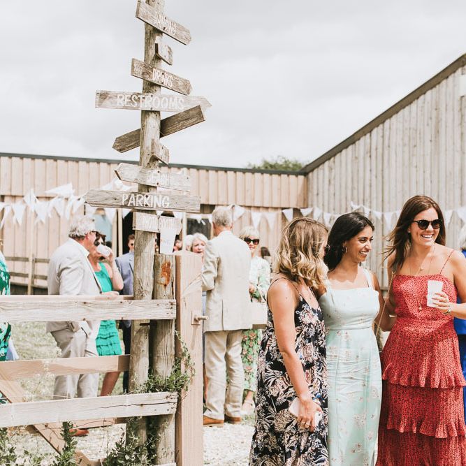 Guests arrive for festival vegan wedding