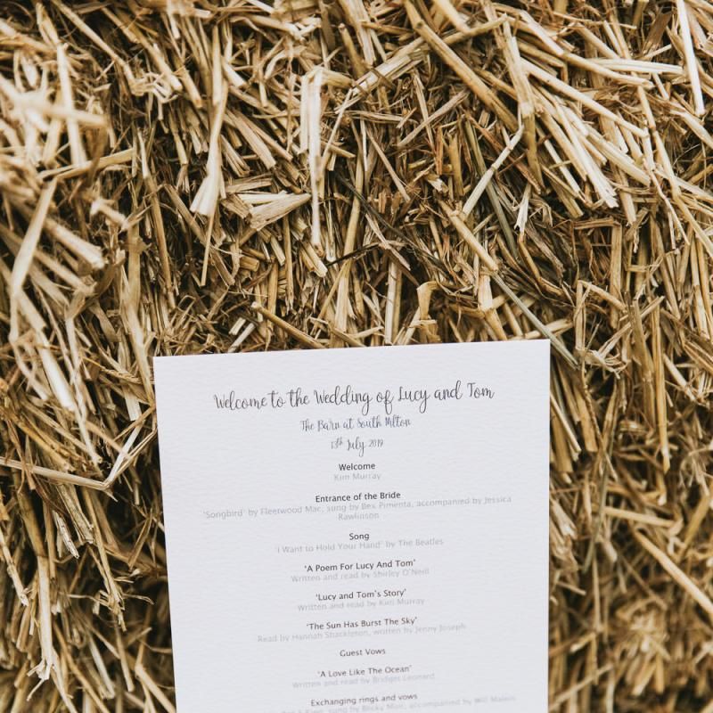 Order of the day at vegan wedding