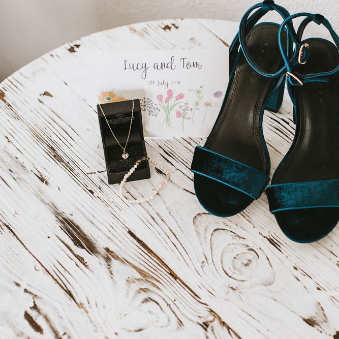 Blue wedding shoes