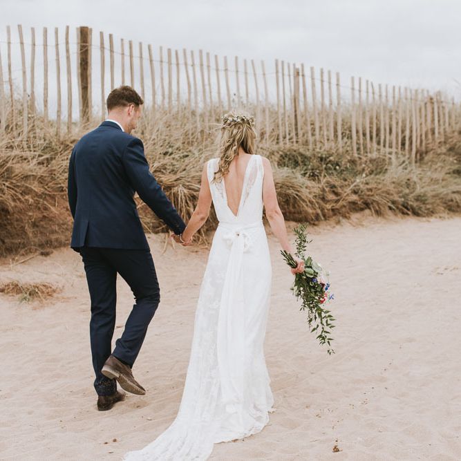 Recycled Charlie Brear wedding dress at vegan wedding