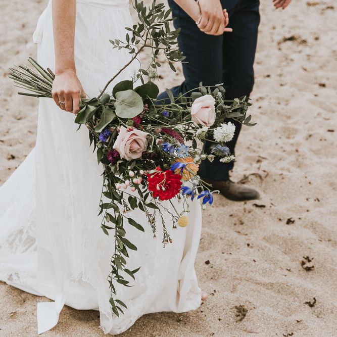 Wildflower bouquet at sustainable and vegan wedding