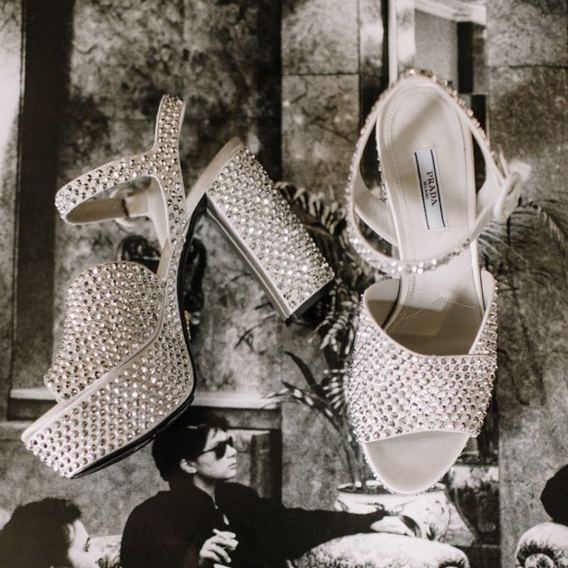 Jewelled Prada platfrom shoes