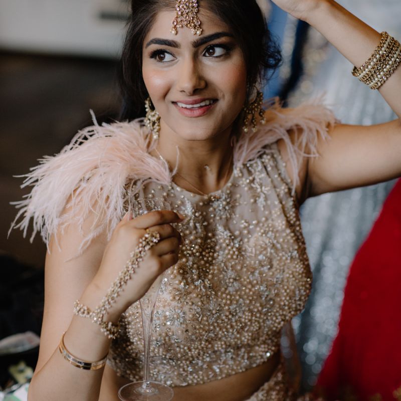 Bride with traditional Indian headdress
