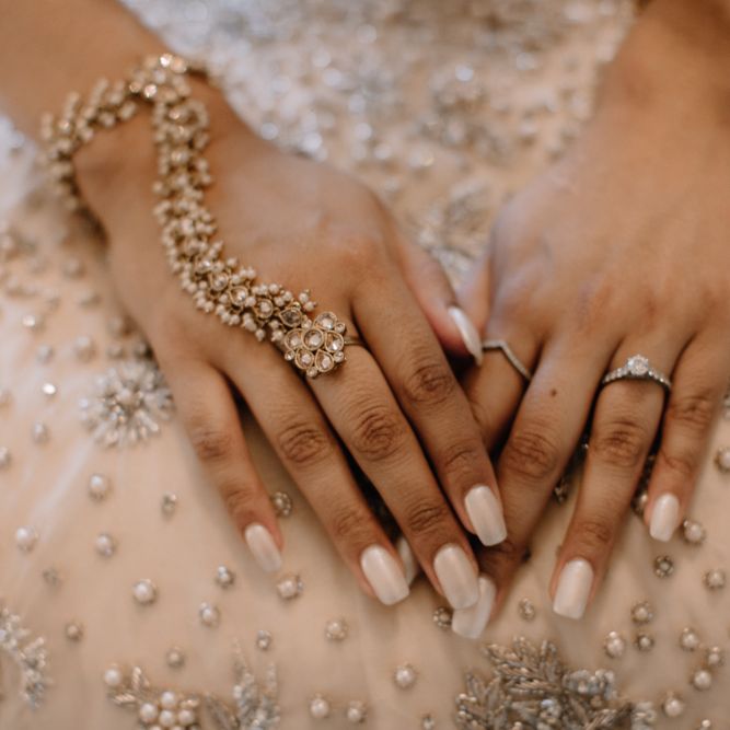 Wedding day nails and hand jewellery