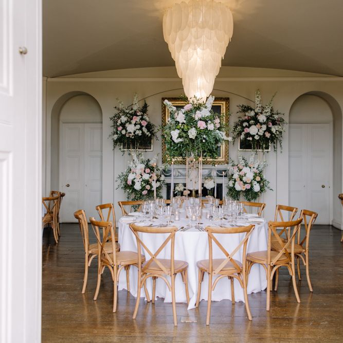 Round tables at Aynhoe Park wedding reception