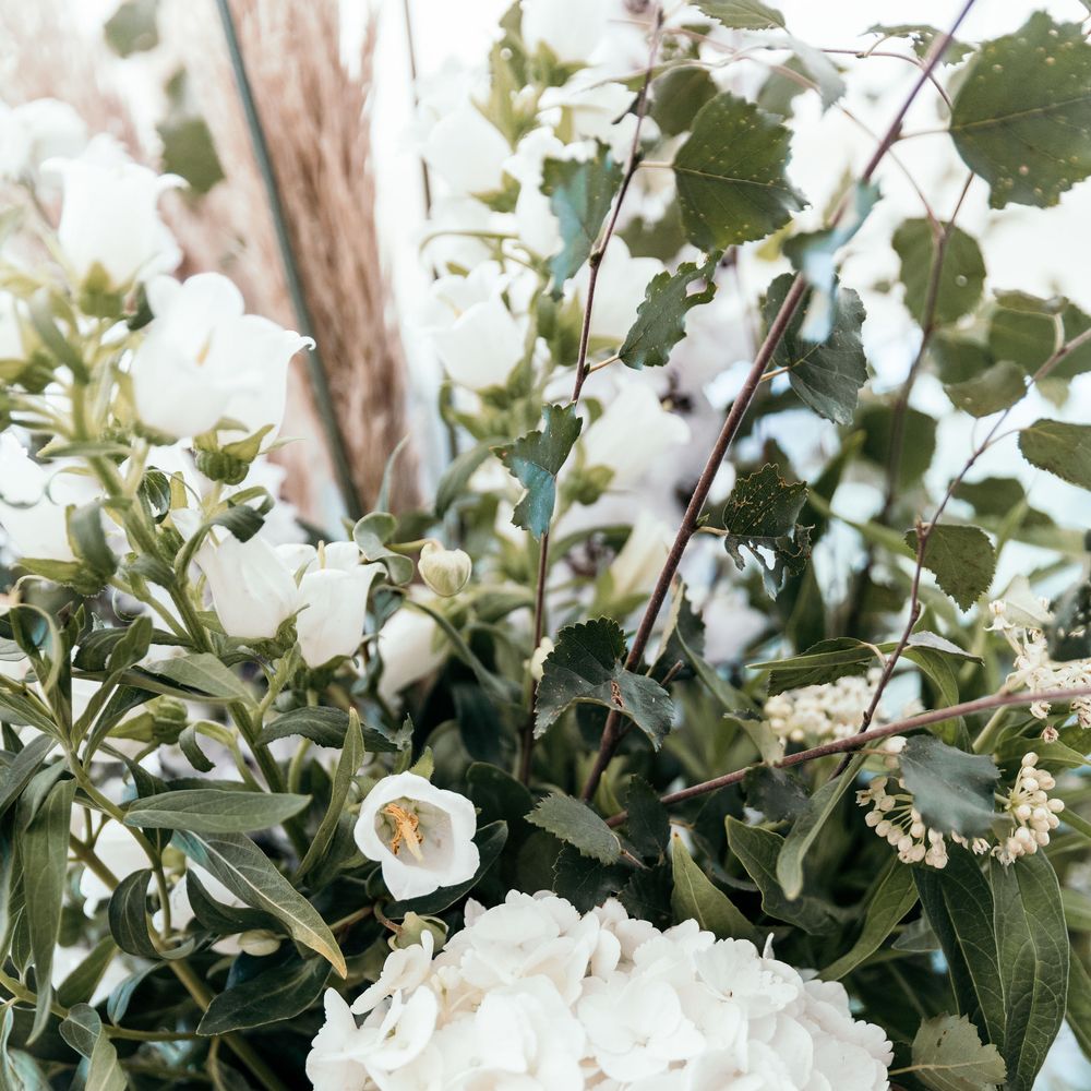 White Hydrangea. Enchanted Forest Theme | Florals and Foliage Installations by Eden by Claire | Quints of Jersey Stationery | Bride Wears Enzoani | Images by Max Burnett