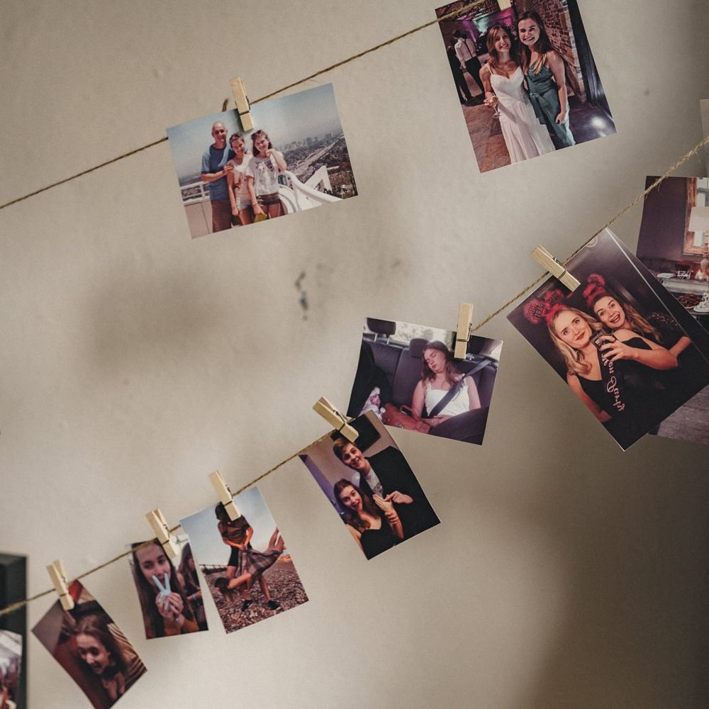 strung up family photos