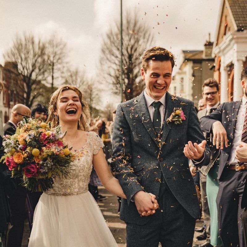Bride and groom portrait by The Chamberlains Wedding and Photography