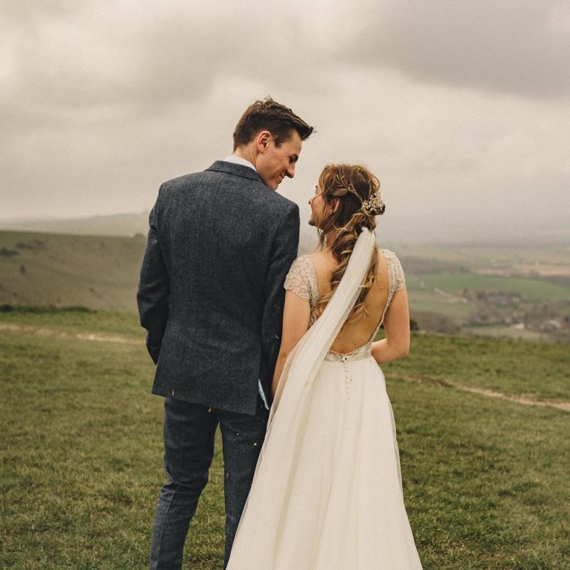 former 2014 Great British Bake Off contestant Martha Collinson  in customised Morilee wedding dress