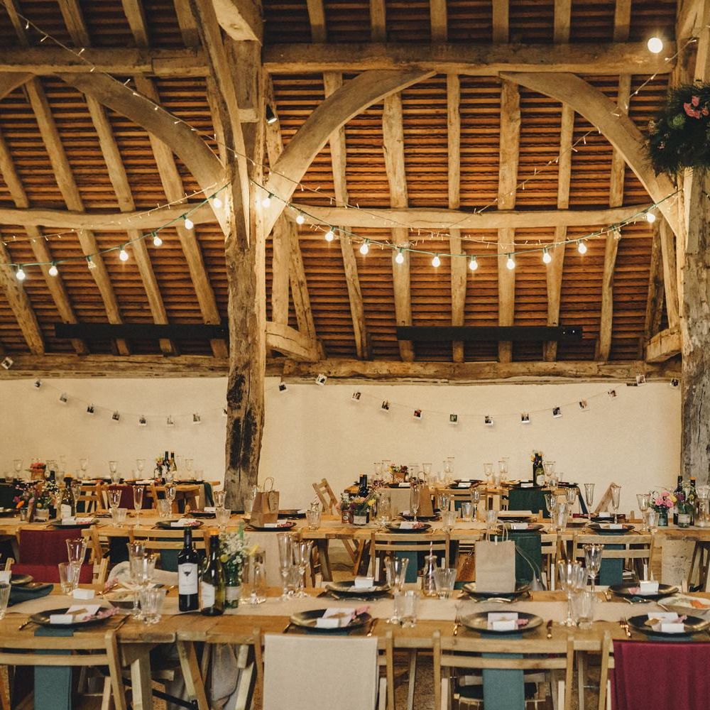 Rustic barn wedding reception for former 2014 Great British Bake Off contestant Martha Collinson