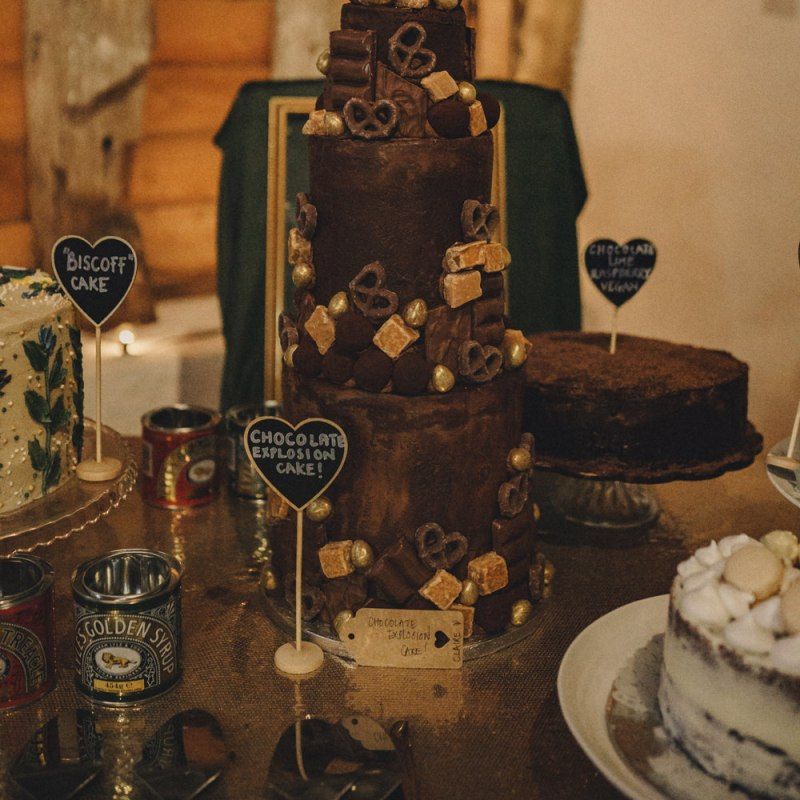Chocolate explosion cake on bake off dessert table