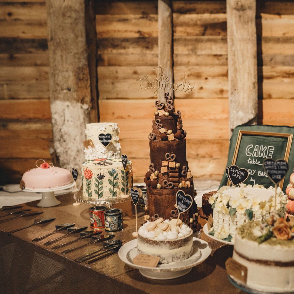 Cake table consisting of cakes from the former 2014 Great British Bake Off contestant
