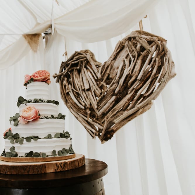 Buttercream Wedding Cake With Foliage // Eco Friendly Budget Wedding At Slade Farm In Wales With Images From Francesca Hill Photographer