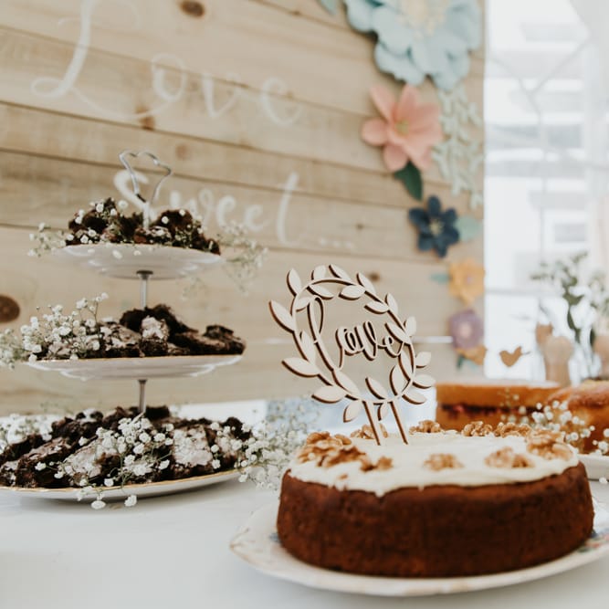 Cake Table For Wedding // Eco Friendly Budget Wedding At Slade Farm In Wales With Images From Francesca Hill Photographer