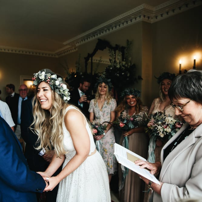 Intimate Wedding Ceremony // Beach Wedding In Wales // Second Hand Wedding Dress For An Eco Friendly Budget Wedding At Slade Farm In Wales With Images From Francesca Hill Photographer