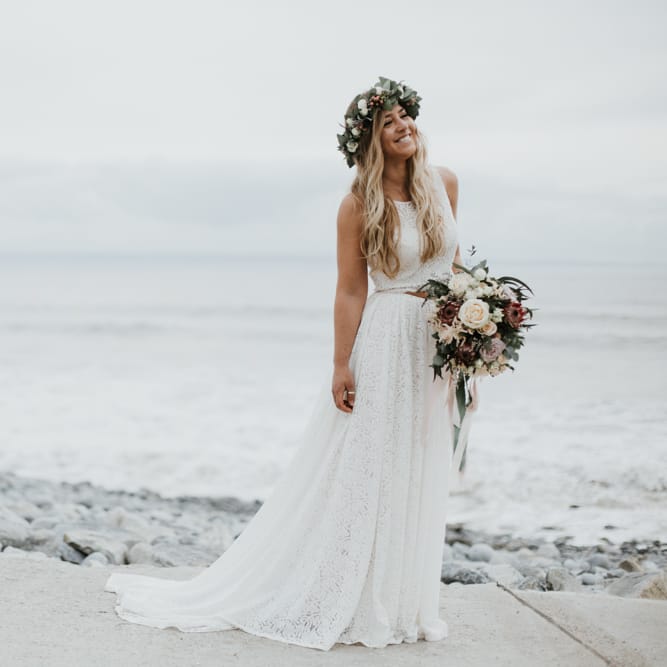 Beach Wedding In Wales // Second Hand Wedding Dress For An Eco Friendly Budget Wedding At Slade Farm In Wales With Images From Francesca Hill Photographer