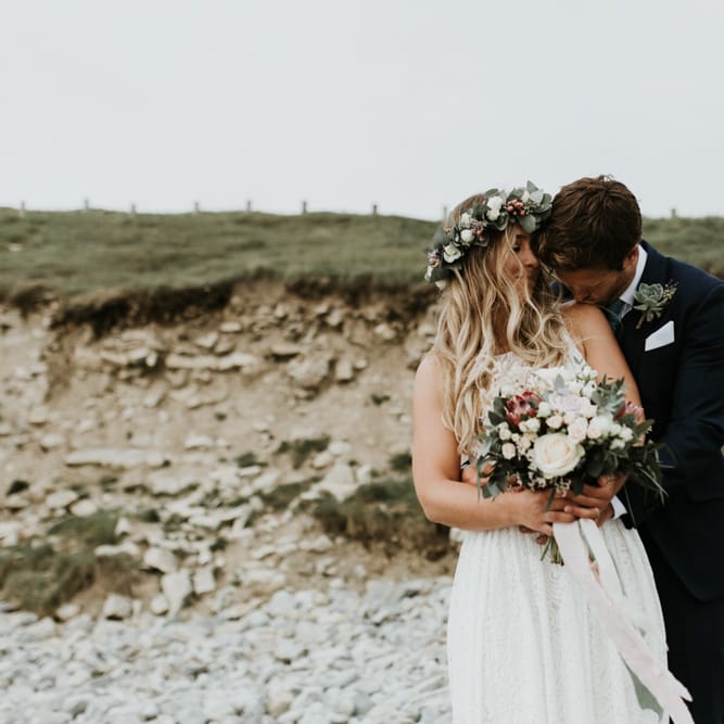 Beach Wedding In Wales // Second Hand Wedding Dress For An Eco Friendly Budget Wedding At Slade Farm In Wales With Images From Francesca Hill Photographer