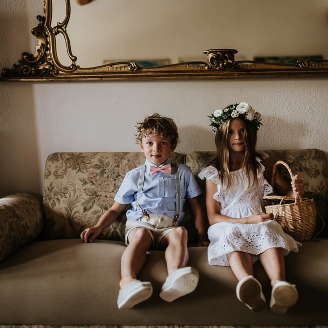 Flower Girl and Page Boy | Outdoor Bohemian Destination Wedding at La Selva, Tuscany | Damien Milan Photography