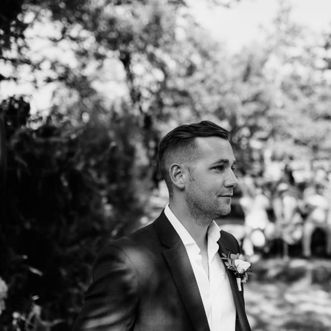 Groom at the Altar | Outdoor Bohemian Destination Wedding at La Selva, Tuscany | Damien Milan Photography