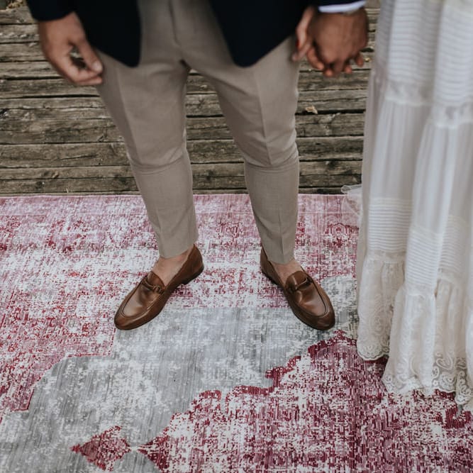 Wedding Ceremony | Bride in Spell &amp; the Gypsy Collective Bell Sleeve Wedding Dress | Groom in Chino's &amp; Blazer | Outdoor Bohemian Destination Wedding at La Selva, Tuscany | Damien Milan Photography