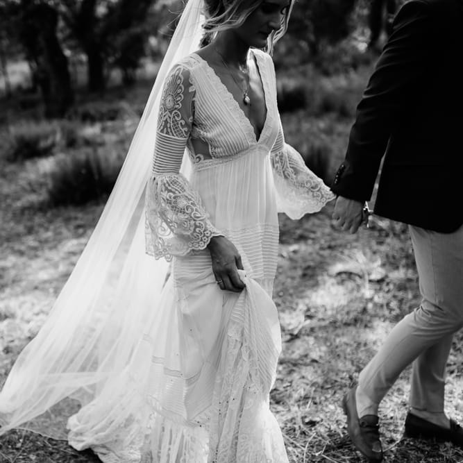 Bride in Spell &amp; the Gypsy Collective Bell Sleeve Wedding Dress | Outdoor Bohemian Destination Wedding at La Selva, Tuscany | Damien Milan Photography