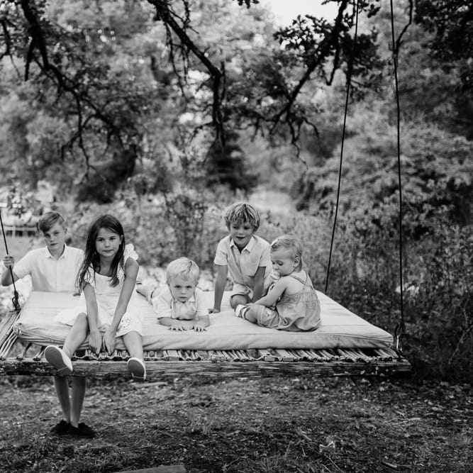 Children on a Swing | Outdoor Bohemian Destination Wedding at La Selva, Tuscany | Damien Milan Photography