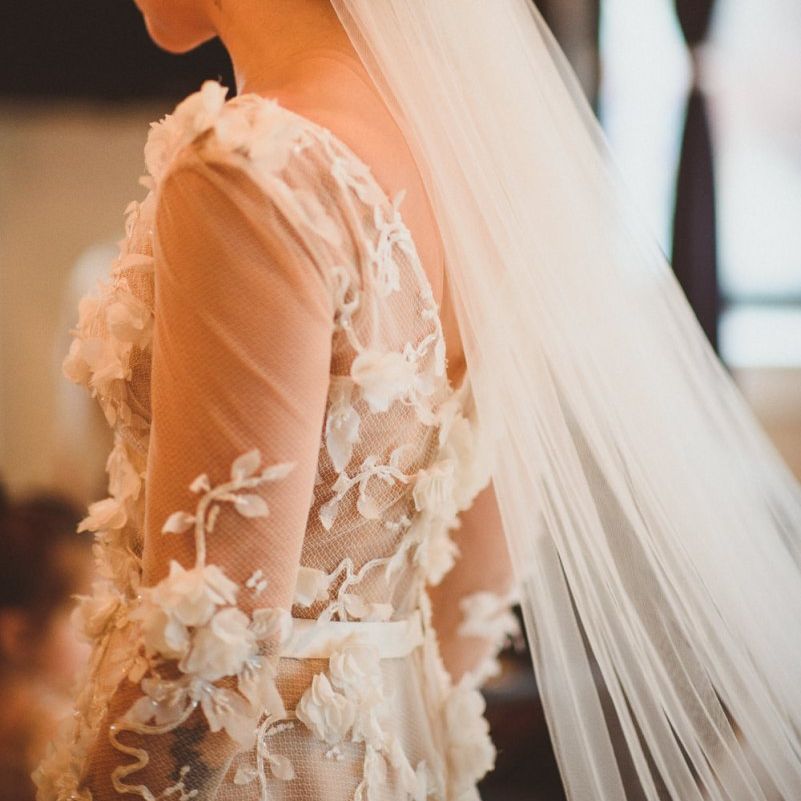 Marchesa bridal gown with veil for Bride