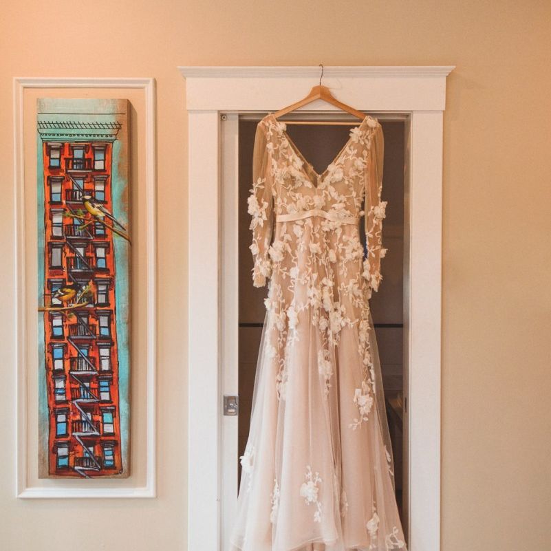 Marchesa wedding dress for Winter wedding in New York