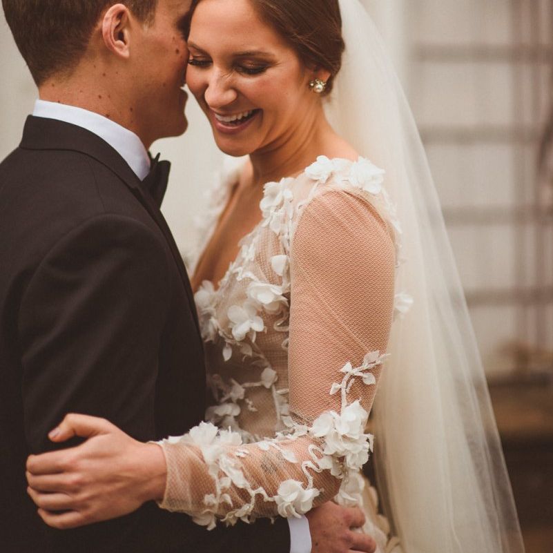 Bride and groom at Winter wedding in New York