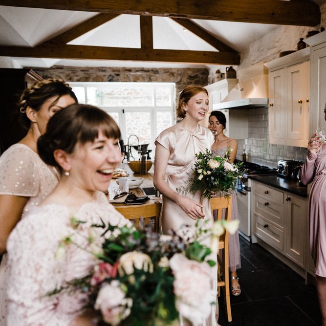 Pregnant Bridesmaid in Pink Dress
