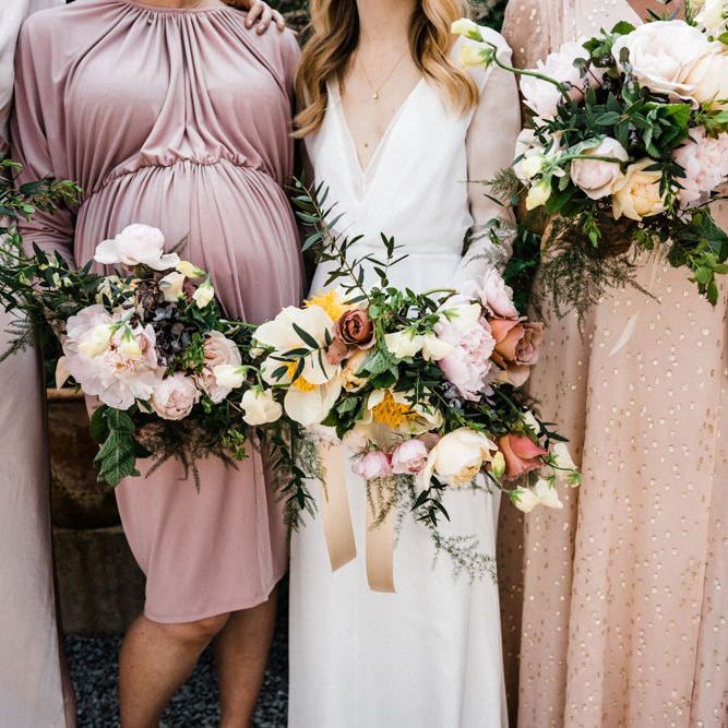 Blush Spring Wedding Bouquets with Peonies and Roses