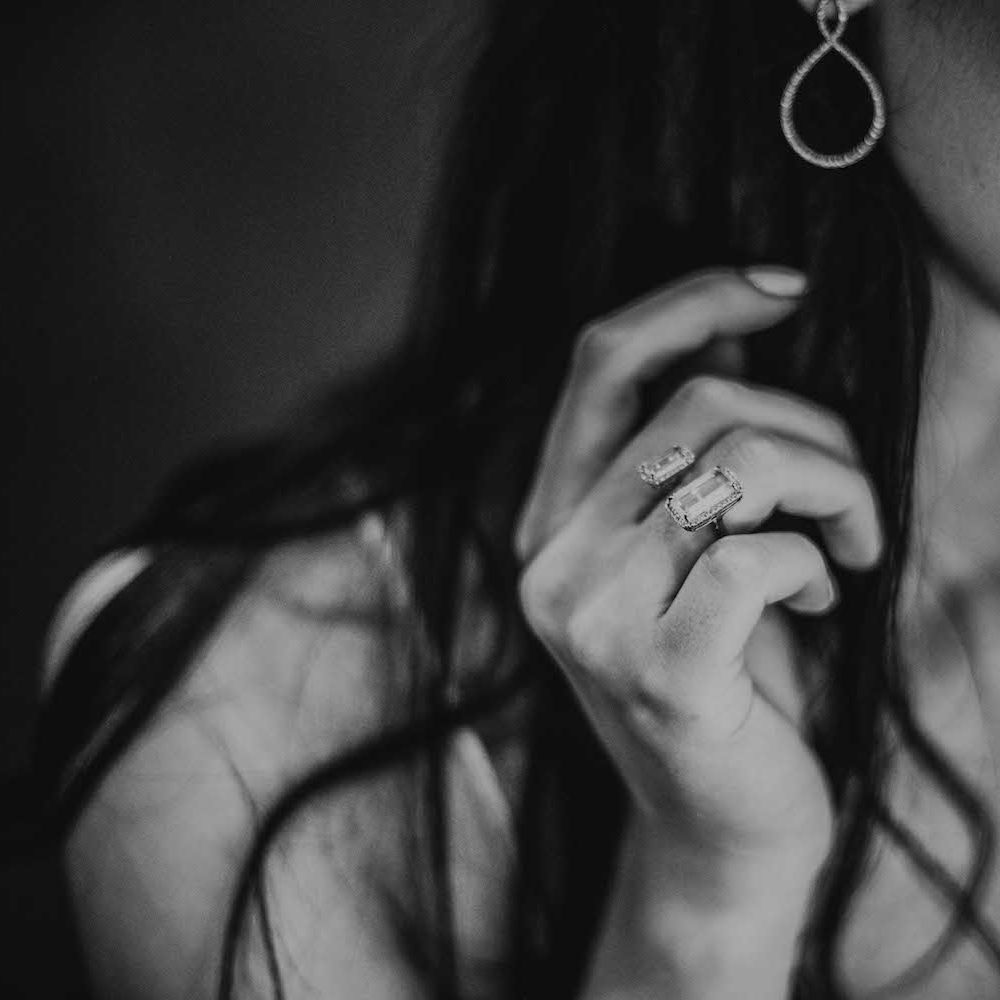 Emily Mortimer Jewellery | Minimalist Monochrome Inspiration with Anemone's &amp; White Genista Flowers styled by The Bijou Bride | Igor Demba Photography | Gione da Silva  Film