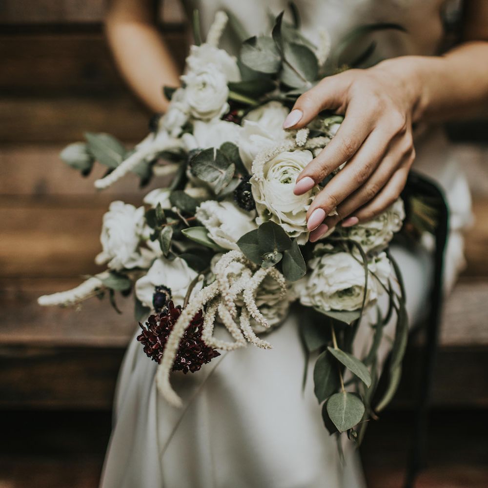 Anemone's &amp; White Genista Bouquet | Minimalist Monochrome Inspiration with Anemone's &amp; White Genista Flowers styled by The Bijou Bride | Igor Demba Photography | Gione da Silva  Film
