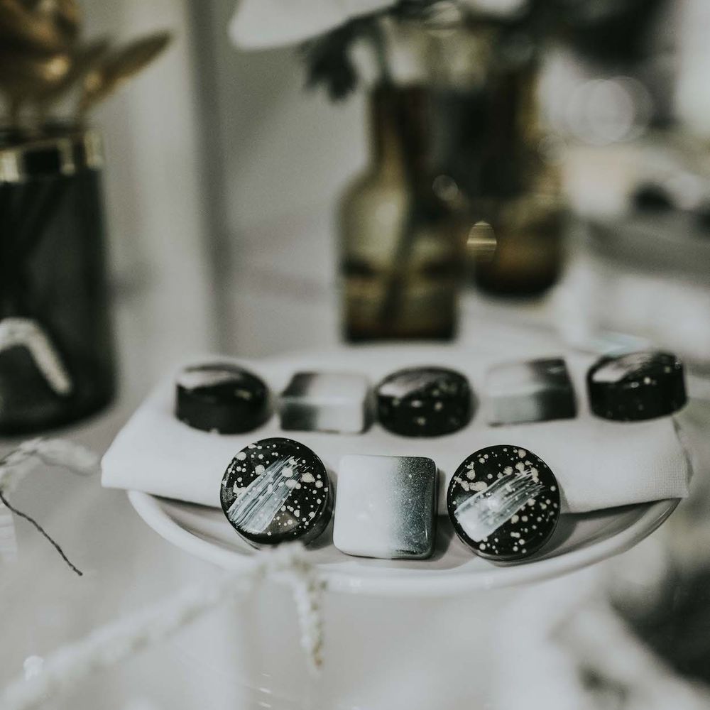 Dessert Table by Gaza's Cakes | Minimalist Monochrome Inspiration with Anemone's &amp; White Genista Flowers styled by The Bijou Bride | Igor Demba Photography | Gione da Silva  Film