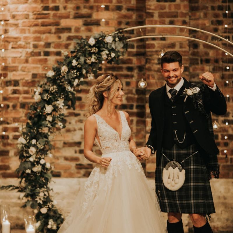 Bride and groom celebrate