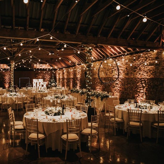 Kinkell Byre wedding reception and table set up