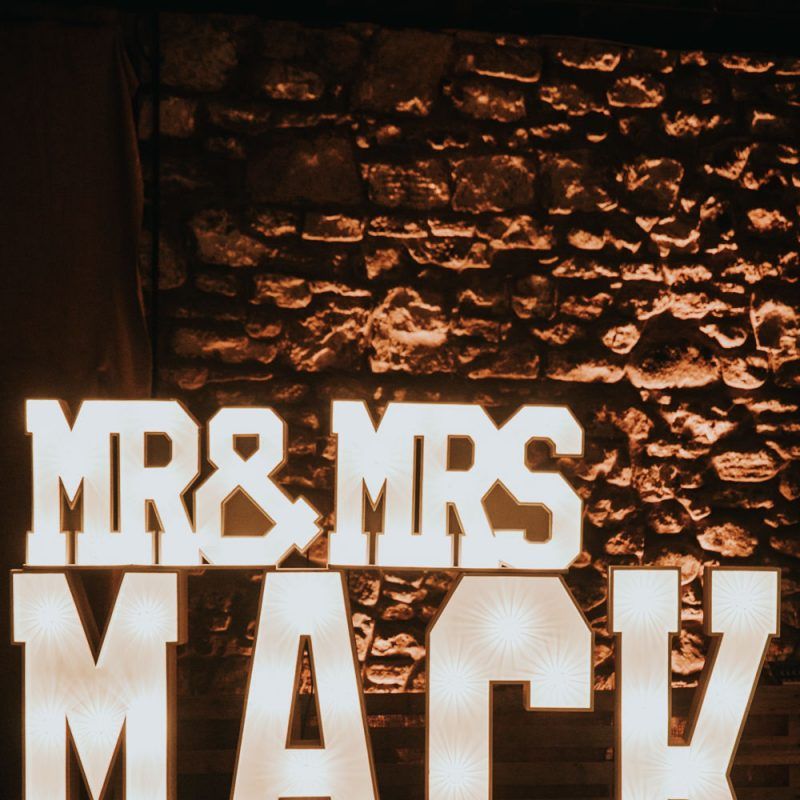 Personalised light up sign for wedding