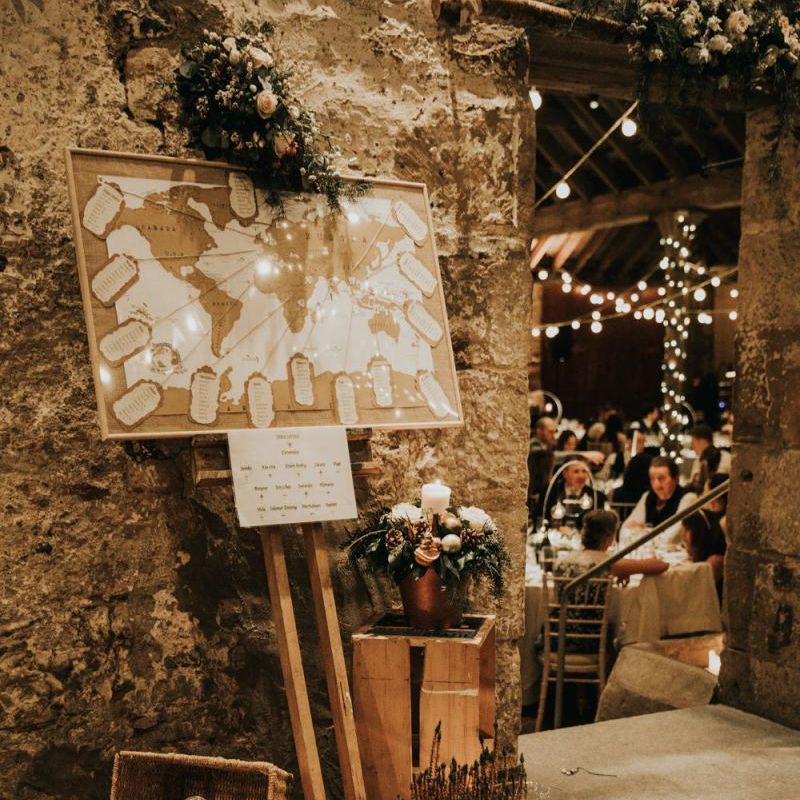 Travel themed wedding table plan