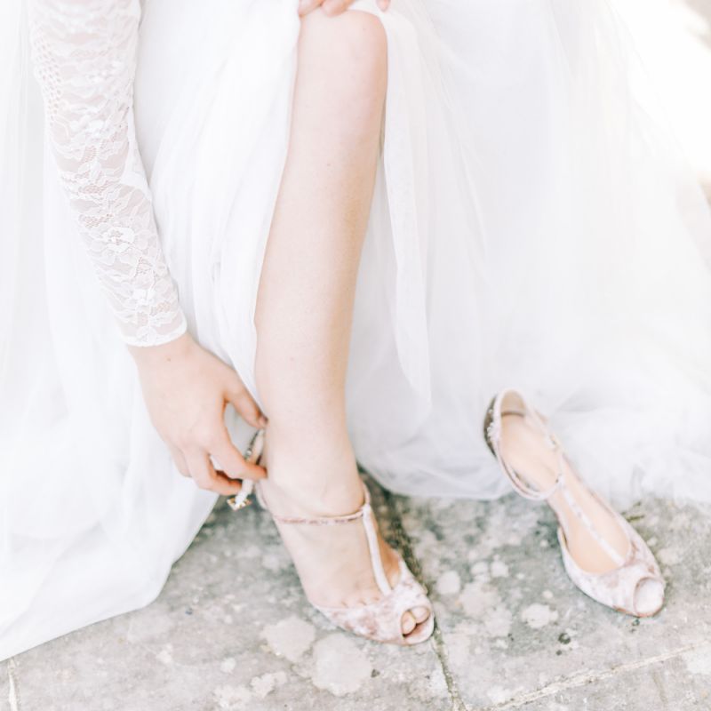 Elegant T-Bar Peep Toe Bridal Shoes