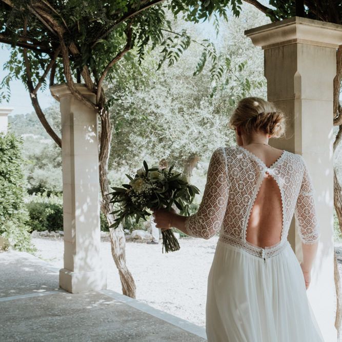 Bride in Keyhole Lace Back Rembo Styling Wedding Dress