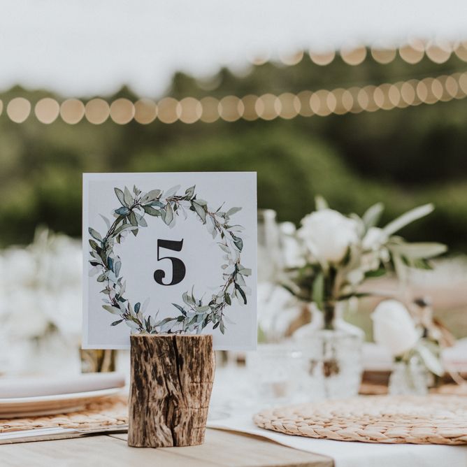 Laurel Wedding Table Number Sign in Tree Stump